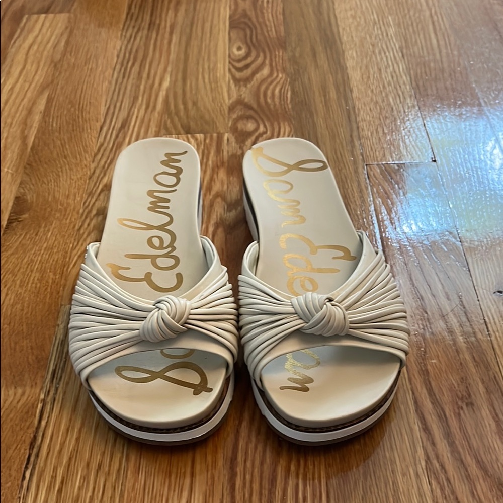 Sam Edelman Cream Knotted Slide Sandals